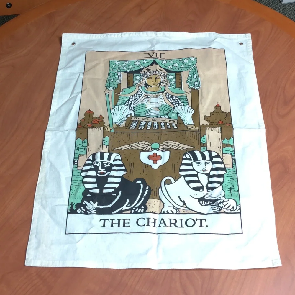 Tarot Flag Tapestry The Lovers, The Chariot, The World Cotton Printed